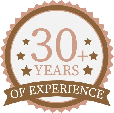 Badge marking 30-plus years of Arizona foundation repair experience